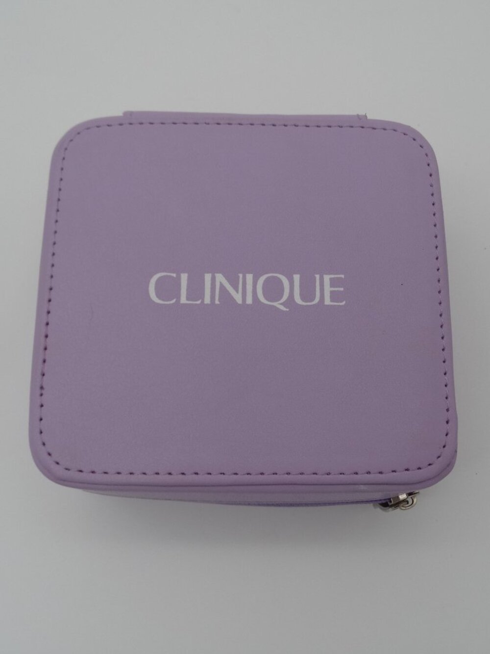 Clinique Lavender Travel Jewelry Zip Around Fabric Lined Square Case